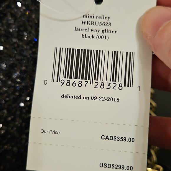 NWT Kate Spade Black  Mini Reiley Laurel Way  Glitter Purse. - Picture 4 of 9